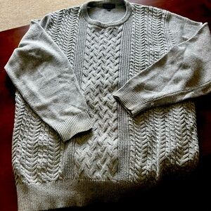 Roundtree and York Gray Cable Knit Sweater XLT